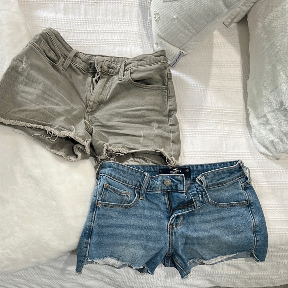 Universal Thread Gray Jean & Hollister Blue Distressed Shorts